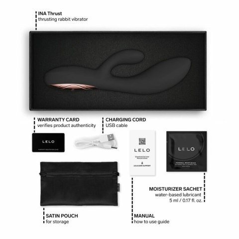 LELO INA Thrust Rabbit czarny - wibrujący model z funkcją ruchu