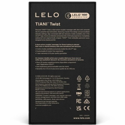 LELO Tiani Twist Lawenda - masażer dla par, wodoodporny, 16 poziomow