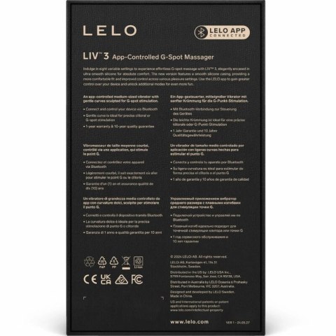 LELO LIV 3 stymulator wibracyjny punktu G niebieski Bluetooth 8 trybow