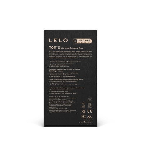 LELO Tor 3 Pierścień Wibrujący Fioletowy Zmierzch Sterowanie Bluetooth