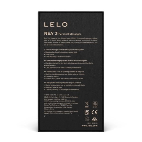 Lelo Nea 3 Pitch Black - kompaktowy masażer, 10 trybow, wodoodporny
