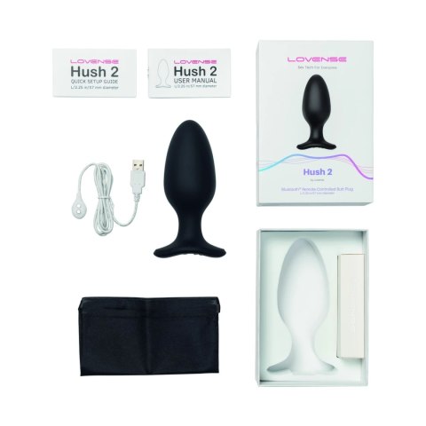Lovense Hush 2 L 57 mm - zdalna wibrująca zatyczka, Bluetooth, czarna