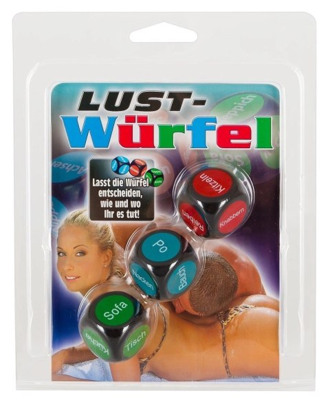 You2Toys Zestaw trzech kości do gry - niemieckie napisy, 2,4 cm