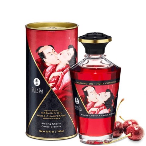 Jadalny Olejek Rozgrzewający Do Miejsc Intymnych O Smaku Wiśniowym Aphrodisiac Warming Oil Blazing Cherry 100Ml Shunga