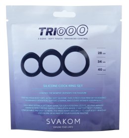 SVAKOM Triooo Dark Blue - zestaw 3 elastycznych pierścieni silikonowych