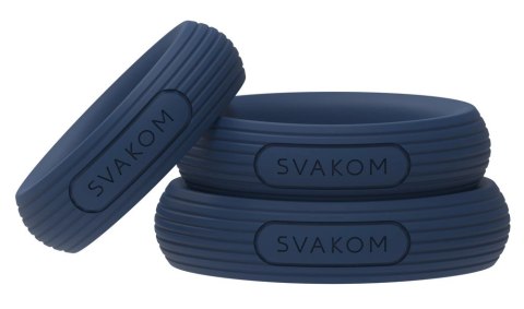 SVAKOM Triooo Dark Blue - zestaw 3 elastycznych pierścieni silikonowych