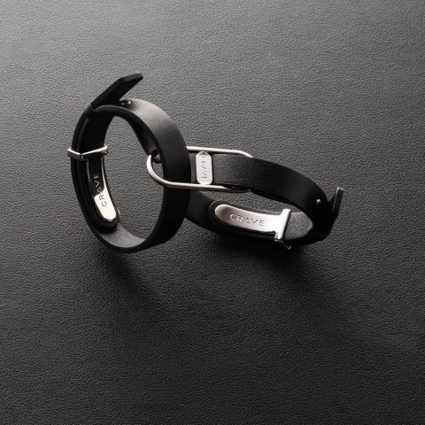 Crave ICON Cuffs mankiety czarne ze srebrem eleganckie stal nierdzewna