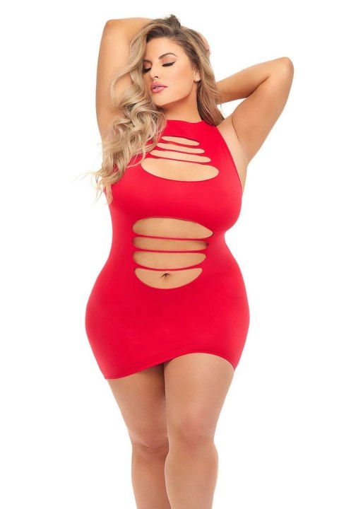 CAN'T COMMIT DRESS RED, QS - Sukienka mini z wycięciami, czerwona