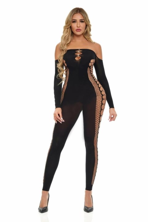 DIAMOND DRIPPIN Bodystocking Black OS - siateczkowy model bez ramiączek