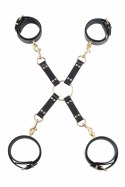 GP PREMIUM Hog Tie Set Black - zestaw do wiązania z ekoskory, złote detale