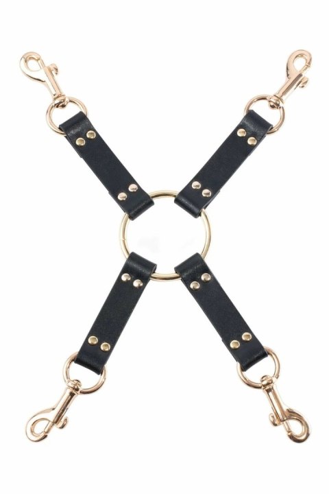 GP PREMIUM Hog Tie Set Black - zestaw do wiązania z ekoskory, złote detale