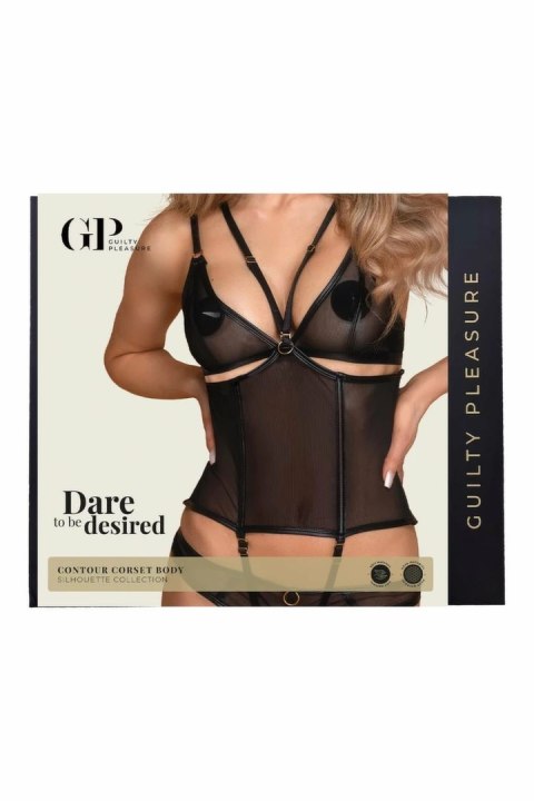 GUILTY PLEASURE Contour Corset Body S/M - model z siateczką i złotymi detalami