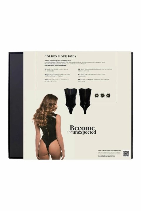 GUILTY PLEASURE GOLDEN HOUR BODY BLACK S - body Datex, zamek złoty