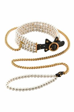 GUILTY PLEASURE Luminous Pearl Leash & Collar - perłowy zestaw z obrożą