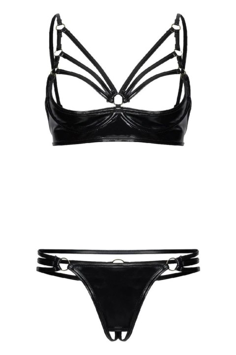GUILTY PLEASURE Nocturne Night Set Black L - komplet Datex z paskami