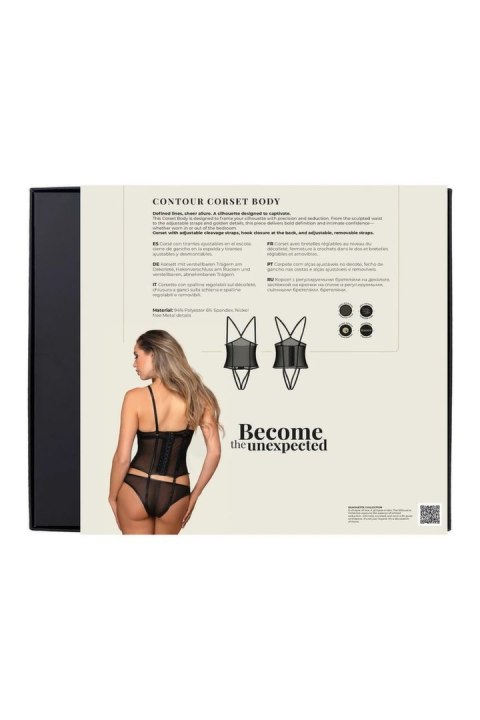 Guilty Pleasure Contour Corset Body L/XL - model z siateczką i złotymi detalami