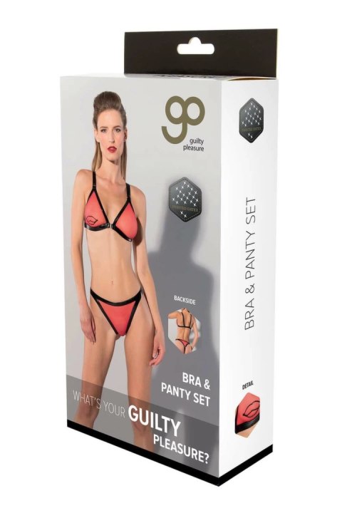 Guilty Pleasure Printed Datex Bra & Panty Set XL czerwono-czarny