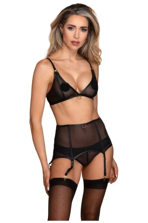 Guilty Pleasure Silhouette Pas do Pończoch L/XL Czarny z Złotymi Akcentami