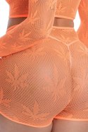 LEAF IT TO ME Short Set Orange komplet siateczkowy z haftem OS