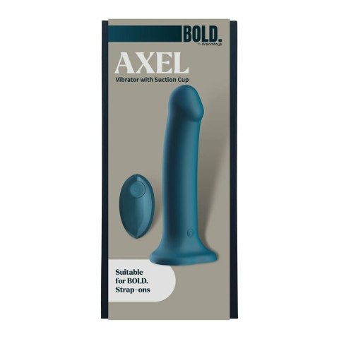 BOLD AXEL - wibrator z przyssawką, pilot, silikon, wodoodporny, fioletowy