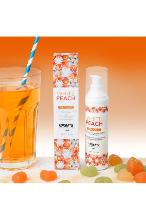 EXSENS Warming Massage Oil White Peach Organic 50ml - rozgrzewający olejek brzoskwiniowy BIO