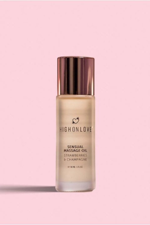 HighOnLove Massage Oil Strawberries & Champagne Mini 30ml - naturalny olejek do masażu