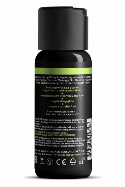 Wicked Sensual Massage Oil Lemongrass Ginger 120ml - Olejek do masażu z imbirem i trawą cytrynową