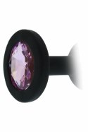 ALL TIME FAVORITES Diamond Plug silikonowy czarny z rożowym kryształem S