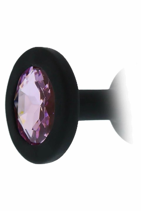 ALL TIME FAVORITES Diamond Plug silikonowy czarny z rożowym kryształem S