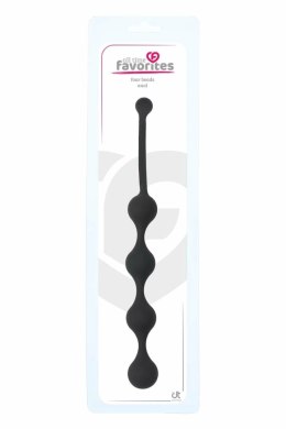 ALL TIME FAVORITES Four Beads Black - silikonowy sznur z 4 kulkami, 23,9 cm