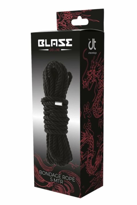 Blaze Deluxe Lina Bondage 5m czarna - miękka lina z metalowymi zakończeniami