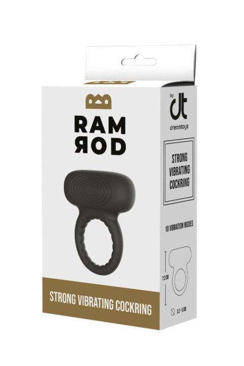 Dream Toys Ramrod Strong - czarny pierścień wibrujący, silikonowy, 10 trybow