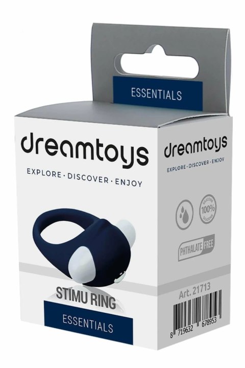 ESSENTIALS STIMU RING BLUE silikonowy pierścień wibrujący IPX5