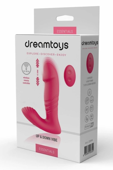 ESSENTIALS Up and Down Vibe Pink - wibrator z funkcją ruchu gora-doł, 14 cm