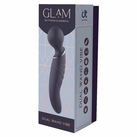 GLAM Dual Wand Vibe - dwustronny masażer silikonowy, wodoodporny