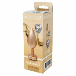 GLEAMING LOVE Pearl Gold Plug Large z kryształem, aluminium, 9,5 cm