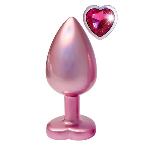 GLEAMING LOVE Pearl Pink Plug Large z kryształem, aluminium 9,5 cm
