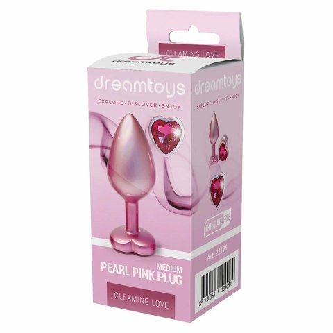 GLEAMING LOVE Pearl Pink Plug Medium z kryształkiem, aluminium 8,3 cm