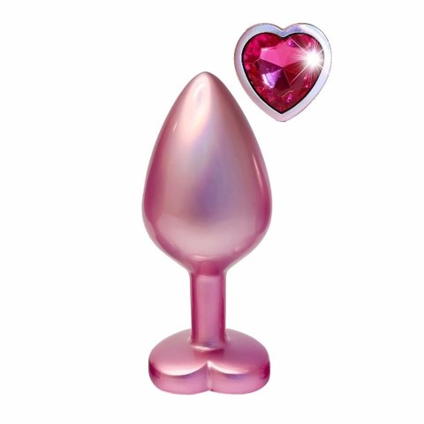 GLEAMING LOVE Pearl Pink Plug Medium z kryształkiem, aluminium 8,3 cm