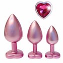 GLEAMING LOVE Pearl Pink Zestaw 3 anatomicznych korkow z kryształkiem
