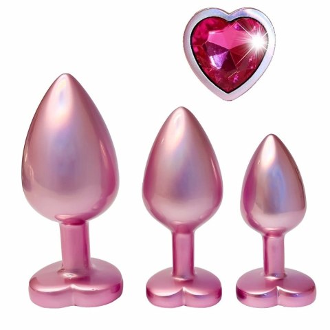 GLEAMING LOVE Pearl Pink Zestaw 3 anatomicznych korkow z kryształkiem