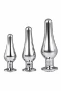 GLEAMING LOVE Pleasure Set Silver - Zestaw 3 stożkowych wtyczek aluminiowych z kryształkami