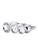 GLEAMING LOVE Pleasure Set Silver - Zestaw 3 stożkowych wtyczek aluminiowych z kryształkami