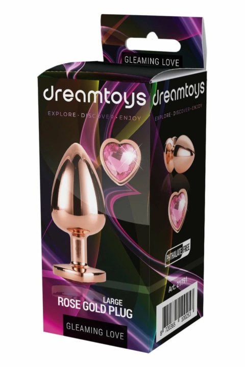 GLEAMING LOVE Rose Gold Plug Large z kryształem, aluminium 9,5 cm
