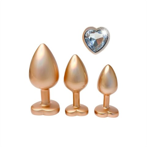 GLEAMING LOVE Zestaw złotych korkow z kryształkami 3 rozmiary
