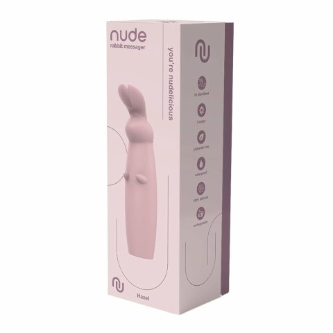 Nude Hazel Rabbit Massager silikonowy, 10 trybow, wodoodporny, 14,3 cm
