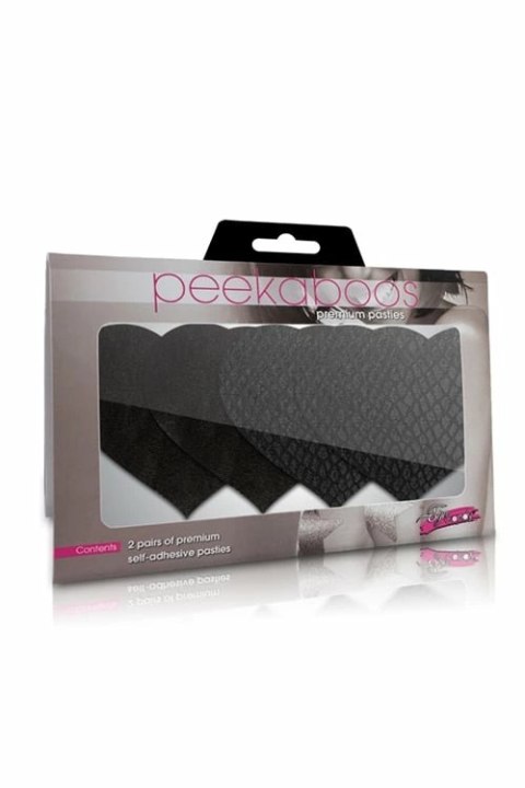 Peekaboo Pasties Classic Black Hearts - zestaw ozdobnych naklejek serca