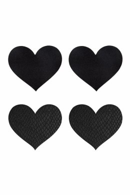 Peekaboo Pasties Classic Black Hearts - zestaw ozdobnych naklejek serca