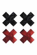 Peekaboo Pasties Stolen Kisses X samoprzylepne ozdoby piersi czerwono-czarne