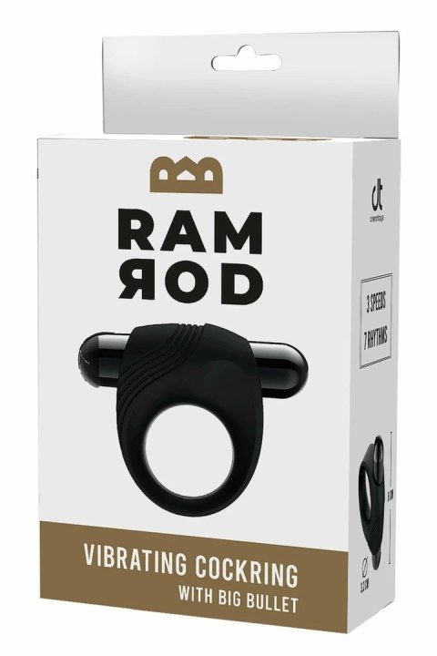 RAMROD Pierścień Wibrujący z Dużą Wkładką Wibracyjną Czarny 8cm